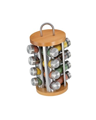 Suport rotativ pentru 16 condimente, inox si lemn de fag - KUCHENPROFI